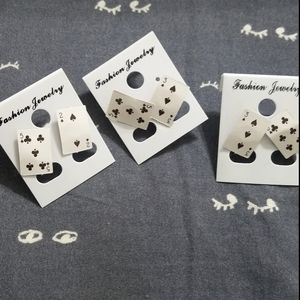 New x3 Mini Playing Card Novelty Earrings